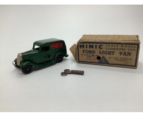 A 'Minic' scale model clockwork 'Ford light Van,' by Lines Bros, with original box and key, vgc 