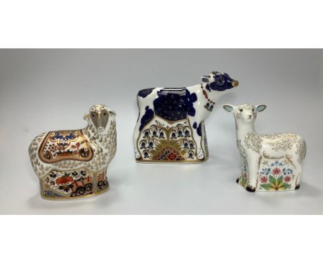 Three Royal Crown Derby paperweights, 'New Year Calf', limited edition number 324/1000, 'Bo', limited edition 7/1000 and 'Ima