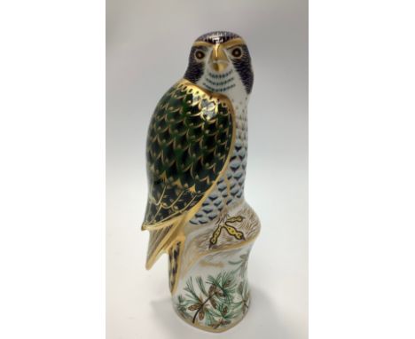 A Royal Crown Derby paperweight, 'Harrods Peregrine Falcon', with printed marks to base and gold stopper, limited edition num