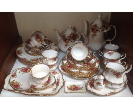 A Royal Albert 'Old Country Roses' part tea and dinner service comprising six large dinner plates, six smaller plates, cups, 