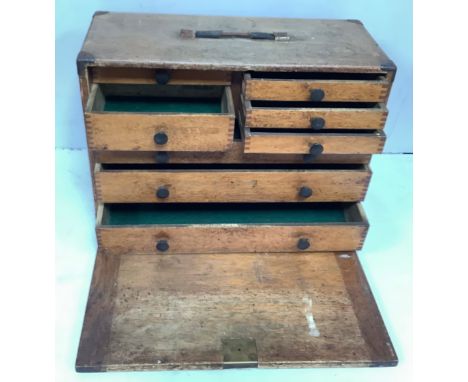 An Engineer's toolbox with lift out front, two short and three long graduated drawers, 51cm wide 