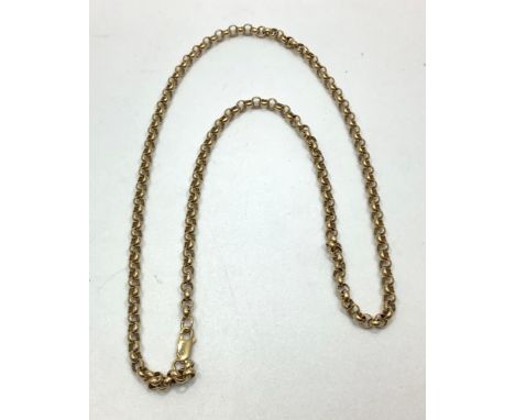 A 9ct gold belcher chain, weighing 21.5 grams, length 22 inches. 