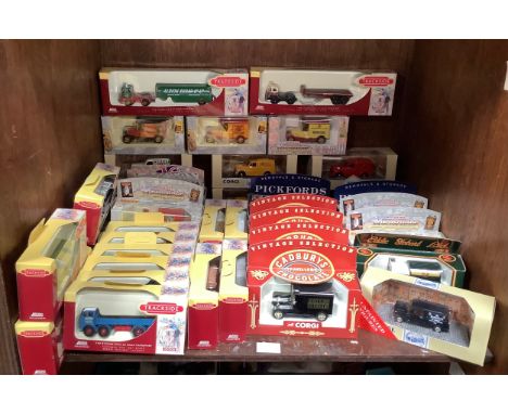 Thirty eight various model cars including Corgi Vintage Selection Chocolate lorries, Lledo Trackside and Corgi Motoring Memor