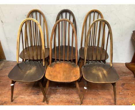 Six Ercol hooped back dining chairs (af) 