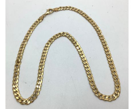 A 9ct yellow gold flat curb chain, weight 23.0 grams, length 18 inches. 