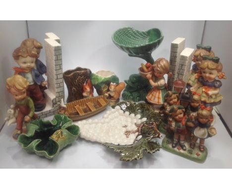 Various ceramics including a large Hornsea vase shaped as a tree with a fawn and squirrels, a matching smaller vase, Sylvac s