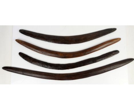 Collection of four Australian Aboriginal boomerangs, largest 95cm long        