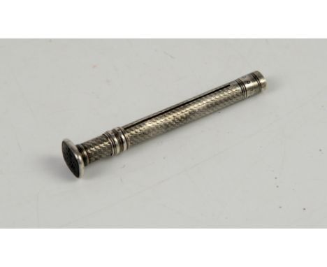George III slide action seal top pencil with engine turned finish with inscription to the seal reading 'Tho lost to sight to 
