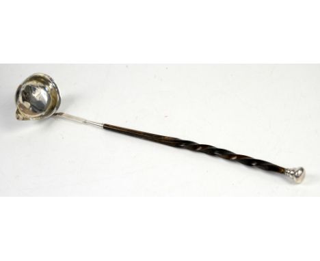 Unmarked Georgian silver and baleen handled punch ladle, 37 cm long       