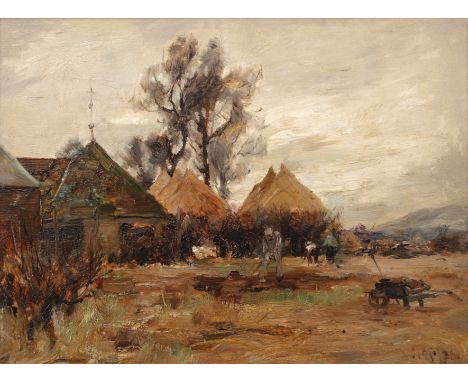 Joseph Milne (1857/61-1911)'In the Carse of Gowrie', signed, oil on board, 22.5 x 30cm  Appears to be in good condition overa