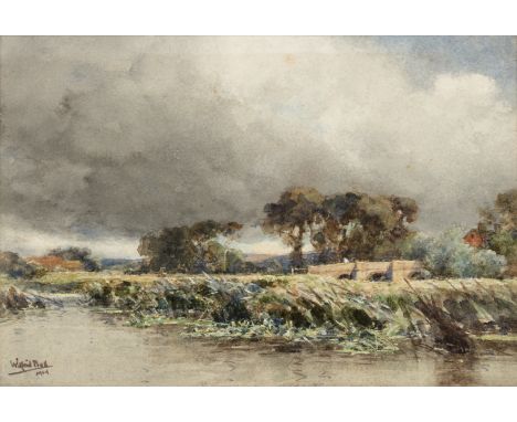Wilfred Williams Ball (1853-1917)Wareham Bridge, signed and dated 1919, watercolour, and two further watercolours by E. M. St