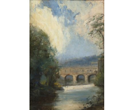Alfred H. R. Thornton (1863-1939)Poulteney Bridge, Bath, signed, oil on board, 28 x 19cm