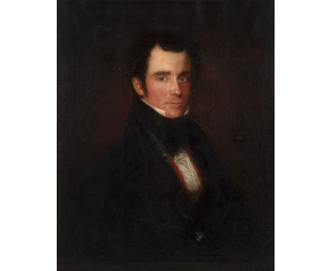 English School (19th century)Portrait of Dr. James Christie (d. June 15th 1837), wearing dark coat and red waistcoat, oil on 