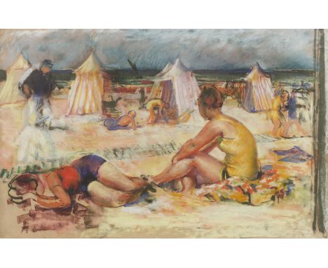 James Grant (20th century)A day at the Seaside, pastel, 34 x 53cmProvenance: with letter attached verso 