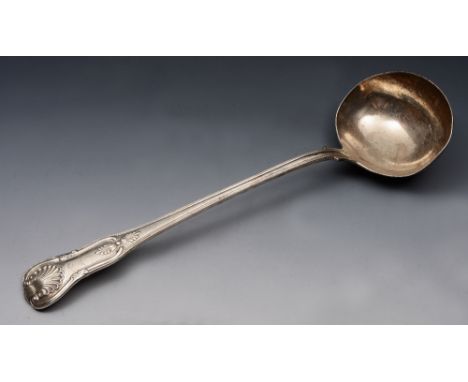 A WILLIAM IV SILVER KINGS PATTERN SOUP LADLE, 34.5cm long, London 1837, 10 troy oz