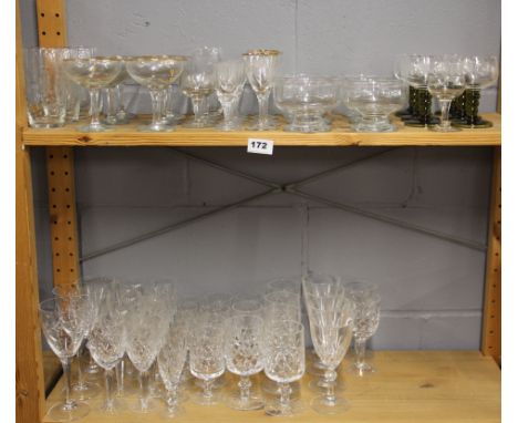 A set of six Babycham glasses and other vintage glassware with a quantity of cut crystal.
