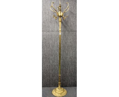 A vintage gilt brass hall stand, H. 168cm.
