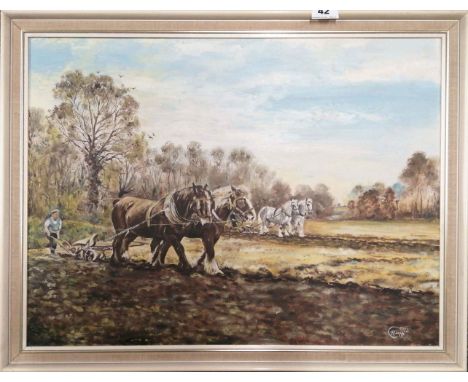 Three framed paintings, two oils, one watercolour, signed R. Clap, largest 67 x 53cm.
