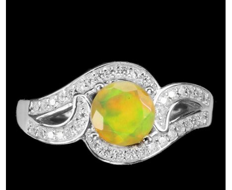 A matching 925 silver opal and white stone set ring.