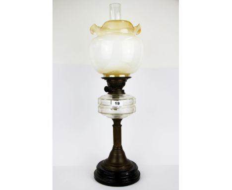 A Victorian brass oil lamp, H. 61cm.