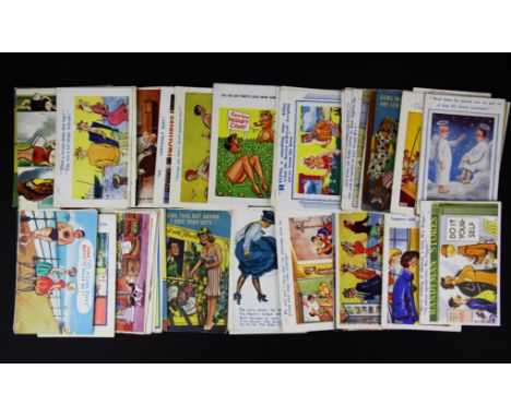 A quantity of vintage comic post cards.