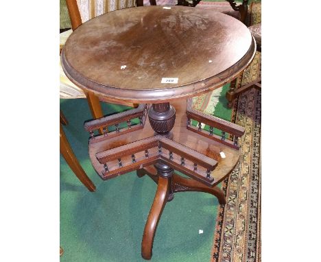 A Late 19th Century Rosewood Book Table, the circular revolving top raised on a carved  column, bearing three sectional galle