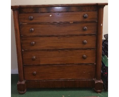 An Early 19th Century Mahogany Scotch Chest of Drawers; with five graduated drawers.