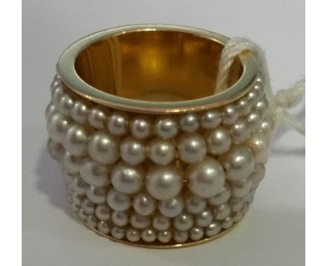 An 18ct Gold Set Multi Pearl Ring.