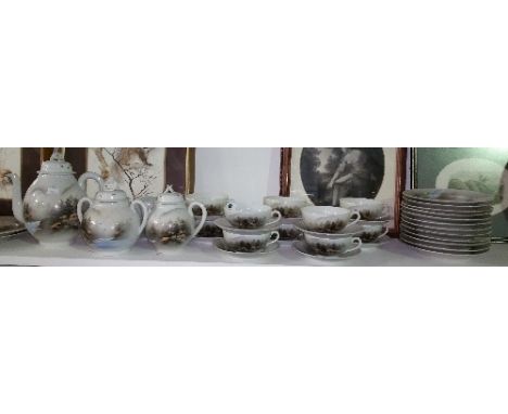 A Japanese Egg Shell Porcelain Tea Service for 10, complete and having two spare cups.