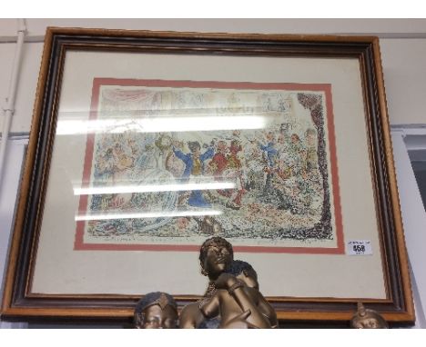 A Framed and Glazed Colour Print after James Gillray, Titled 'News from Calabria! Capture of Buenos Ayres!' along with anothe