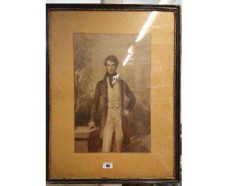 A 19th Century Monochrome Print, Study of a Young Man, 41 x 27cm.