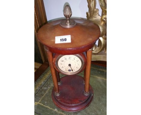 A German Mahogany Portico Mantel Clock, 20th Century.