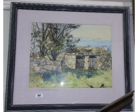 A Framed and Glazed Colour Print Depicting a Stable in the Countryside, signed lower right.