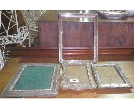 Four Silver Easel Picture Frames; hallmarked and stamped 925, various makers and years.