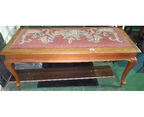 An Early 20th Century Duet Stool with Tapestry Seat Standing on Cabriole Legs.