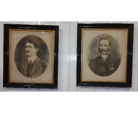 A Pair of Portrait Prints - Thomas Ashe and Douglas Hyde. In moulded black frames.