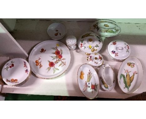 A Large Quantity of Royal Worcester Evesham Dinner Wares to include two large circular platters, flour shaker, oval dishes, b