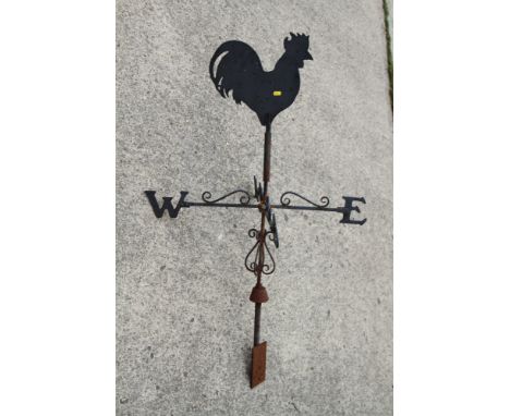 A wrought iron cockerel weather vane, 32" high 