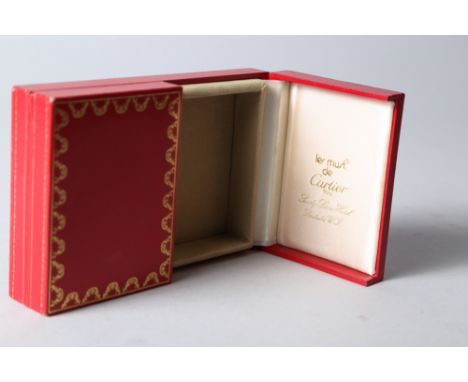 A les must de Cartier red and gilt leather double playing card box 