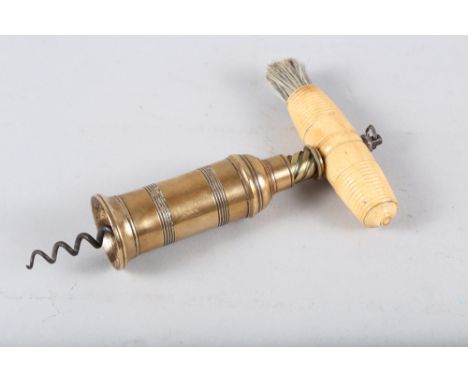 A 19th century Thomason type brass and ivory corkscrew 