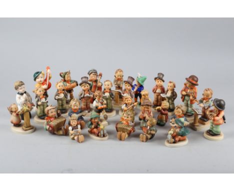A collection of approximately thirty Hummel figures, mostly post-war musicians and choristers 
