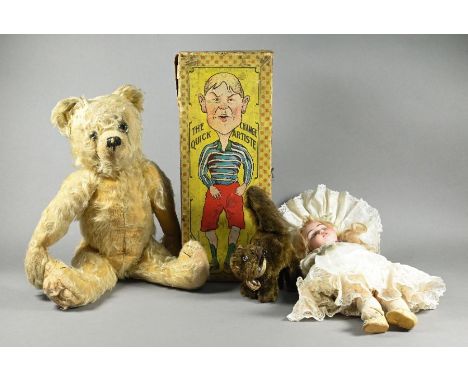 A Simon &amp; Halbig 1079 3 DEP bisque-headed girl doll with blond wig, sleeping blue eyes, pierced ears, open mouth with fou