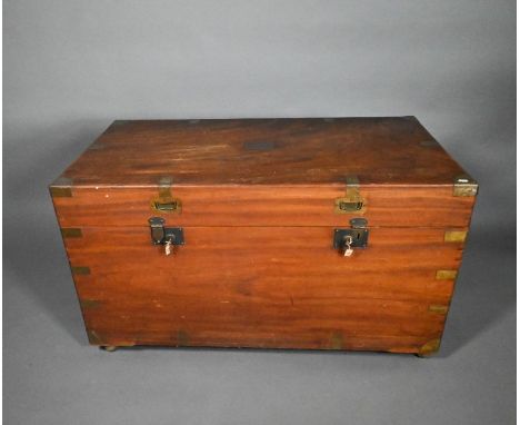 A 19th brass mounted camphorwood campaign trunk, 102 cm x 59 cm x 64 cm h (on later castors)