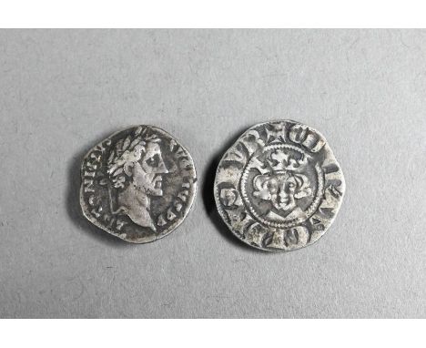 Hammered coins: Edward III penny, to/w&nbsp;Antoninus Pius denarius O:\ ANTONINVS AVG PIVS P P, laureate head right. R:\ COS 