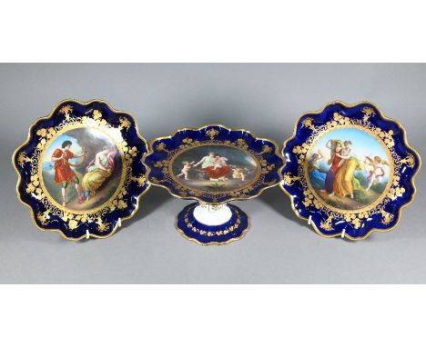 A pair of 19th century Vienna porcelain cabinet plates painted with classical subjects - 'Die Rache Amars' (Revenge of Cupid)