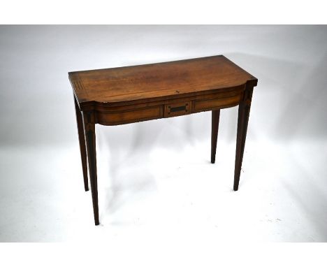 A good Victorian satinwood card table, with 'star' inlays, the fold over top raised on twin gatelegs of square tapering form,