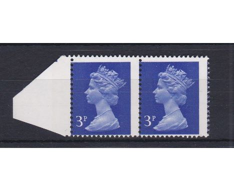 Great Britain Errors and Varieties   1976 3p Misperforated Pair marginal u/m Mint - Spectacular Error, X856