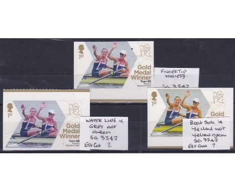 Great Britain Errors and Varieties 2012 Olympic Gold Medal Winners Rowing-Glover and Stanning - SG3342 varieties (3) Futurity