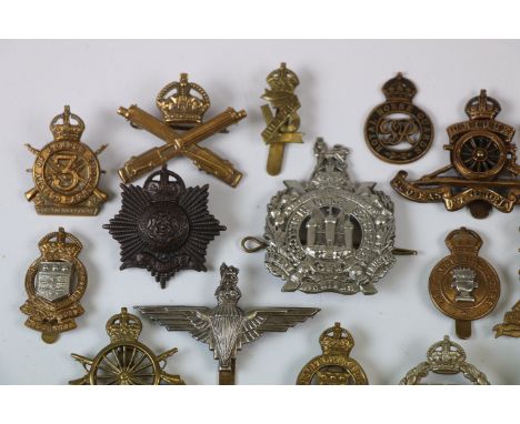 Collection Of Military Regimental Cap Badges, Regiments Include : Machine Gun Corps, Royal Engineers, Army Catering Corps & O