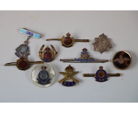 A Collection Of Ten Military Sweetheart Brooches To Include Silver Examples To Various Regiments To Include The Royal Flying 